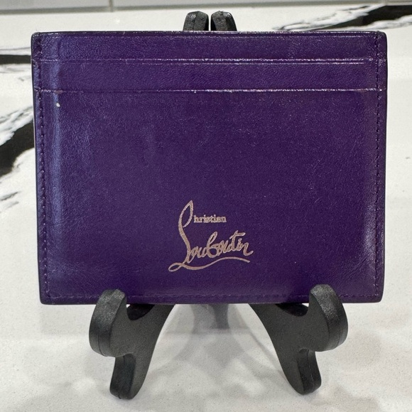 Authentic Christian Louboutin Purple Spiked Leather Card Holder • 4x3 - Picture 2 of 10